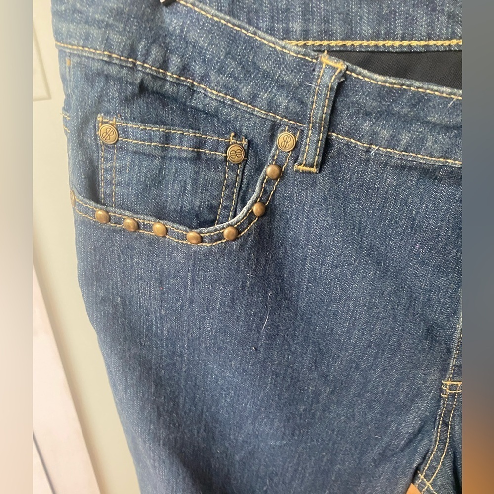 Bill Blass Vintage Stretch Bootcut Jeans Embellished Riveted Pockets Blue 14P - Picture 6 of 11